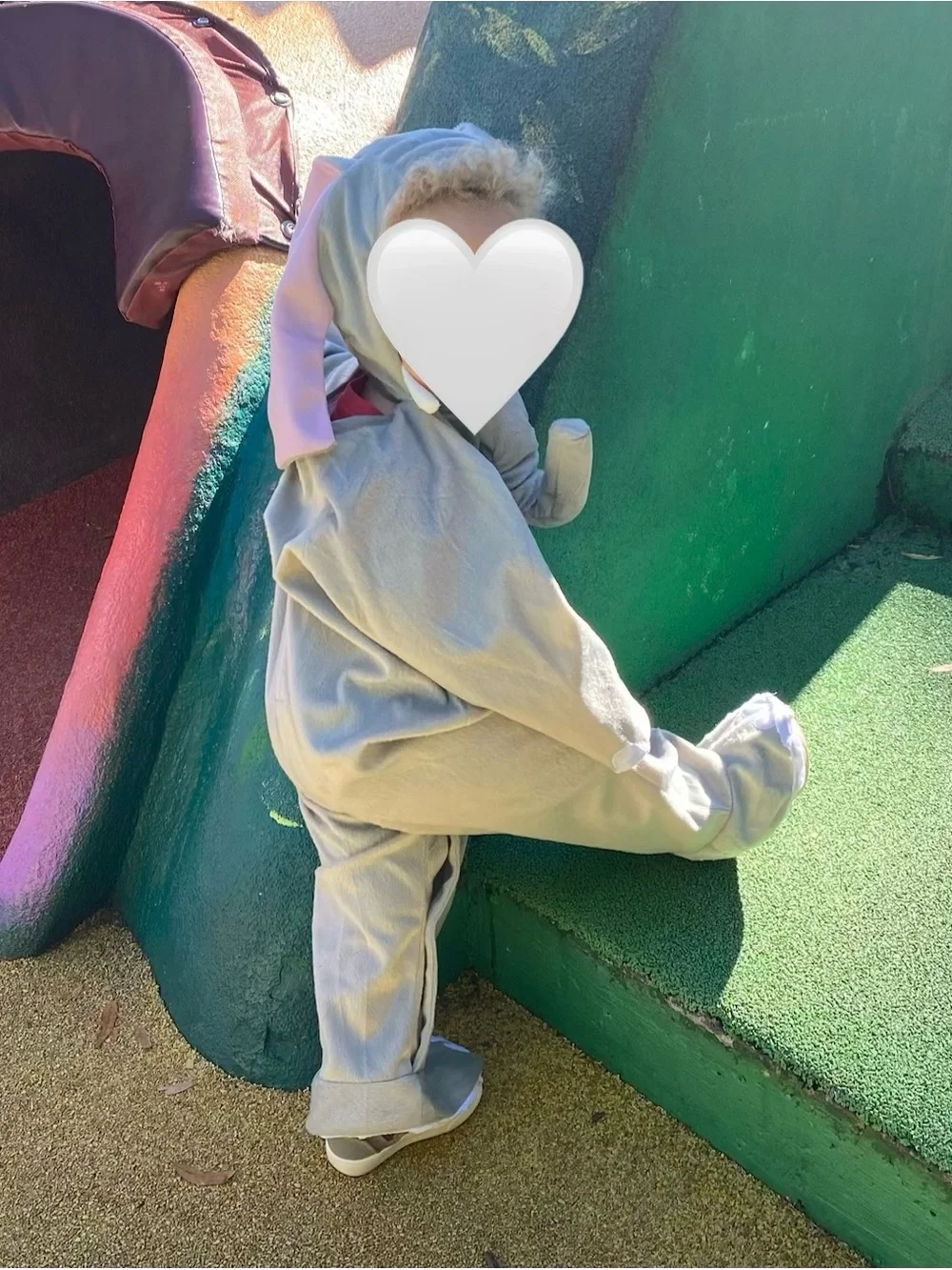 Kids Elephant Hooded One-Piece Halloween Costume - Gray